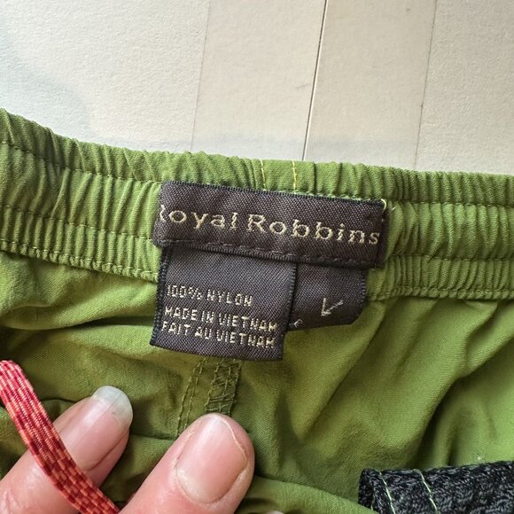 Royal Robbins Mens Green Nylon Hiking Shorts Large Pockets Outdoor Drawstring - Picture 2 of 7